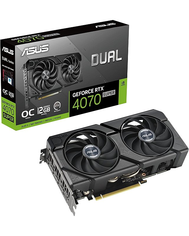 ASUS Dual GeForce RTX 4070 SUPER EVO OC Edition 12GB GDDR6X Gaming Grafikkarte (Nvidia RTX4070 SUPER DLSS 3, PCIe 4.0, 1x HDMI 2.1a, 3x DisplayPort 1.4a, DUAL-RTX4070S-O12G-EVO) + Indiana Jones