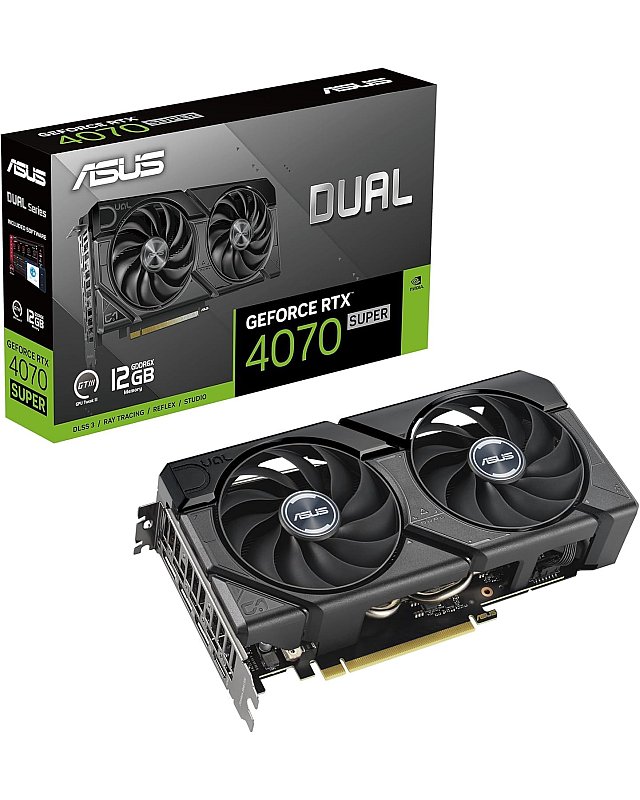 ASUS Dual GeForce RTX 4070 SUPER EVO OC Edition 12GB GDDR6X Gaming Grafikkarte (Nvidia RTX4070 SUPER DLSS 3, PCIe 4.0, 1x HDMI 2.1a, 3x DisplayPort 1.4a, DUAL-RTX4070S-O12G-EVO) + Indiana Jones