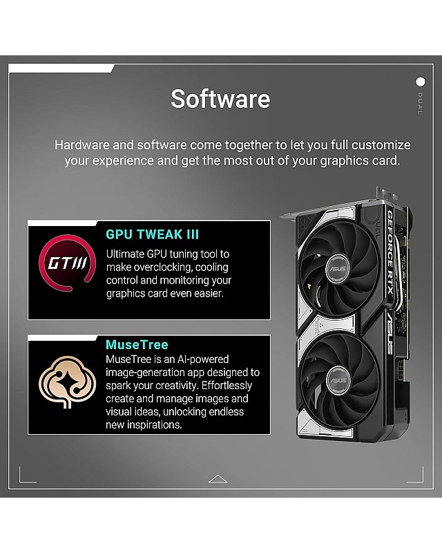 ASUS Dual GeForce RTX 5060 Ti 8GB GDDR7 OC Edition Gaming Grafikkarte (Nvidia GeForce RTX5060Ti DLSS 4, 2,5-Slot Design, PCIe 5.0, 3X DisplayPort 2.1b, 1x HDMI 2.1b, DUAL-RTX5060TI-O8G)