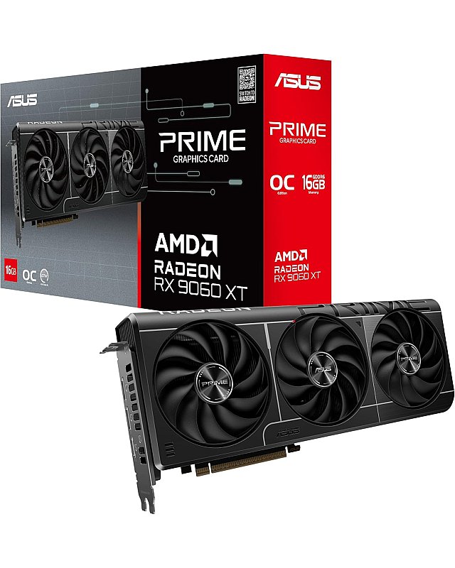 ASUS Prime Radeon RX 9060 XT OC Edition 16GB GDDR6 Gaming Graphics Card (AMD Radeon RX9060XT, AMD RDNA 4 Architecture, PCIe 5.0, 1x HMDI 2.1b, 2X DisplayPort 2.1a, PRIME-RX9060XT-O16G)