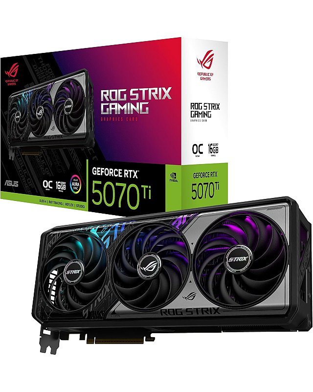 ASUS ROG Strix GeForce RTX 5070 Ti OC Edition 16GB GDDR7 Gaming Grafikkarte (Nvidia GeForce RTX5070 Ti DLSS 4, 3,2-Slot Design, PCIe 5.0, 3X DisplayPort 2.1b, 2X HDMI 2.1b)