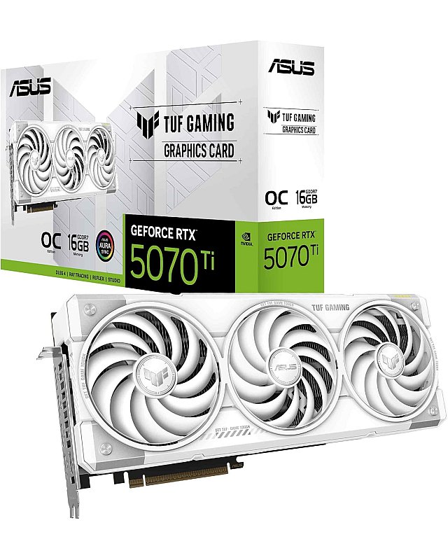 ASUS TUF Gaming GeForce RTX 5070 Ti 16GB GDDR7 White OC Edition Grafikkarte (NVIDIA DLSS 4, 2,5-Slot Design, SSF, PCIe 5.0, 3x DisplayPort 2.1b, 2x HDMI 2.1b, weiß)