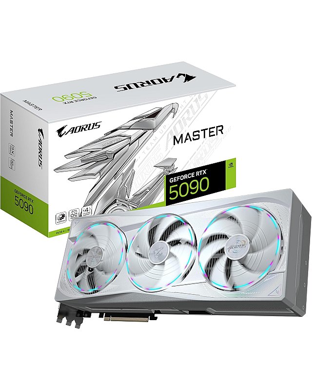 Gigabyte AORUS GeForce RTX 5090 Master Ice 32G Grafikkarte - 32 GB GDDR7, 512 Bit, PCI-E 5.0, 2655MHz Kernfrequenz, 3 x DP 2.1a, 1 x HDMI 2.1b, NVIDIA DLSS 4, GV-N5090AORUSM ICE-32GD