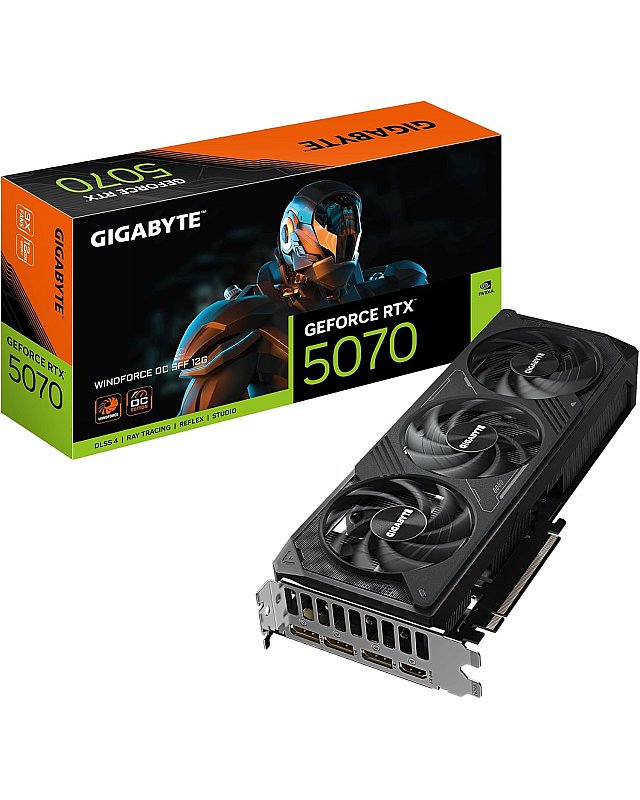 Gigabyte GeForce RTX 5070 WINDFORCE OC SFF 12G Grafikkarte - 12GB GDDR7, 192 Bit, PCI-E 5.0, 2542 MHz Core Clock, 3 x DP 2.1a, 1 x HDMI 2.1b, NVIDIA DLSS 4, GV-N5070WF3OC-12GD