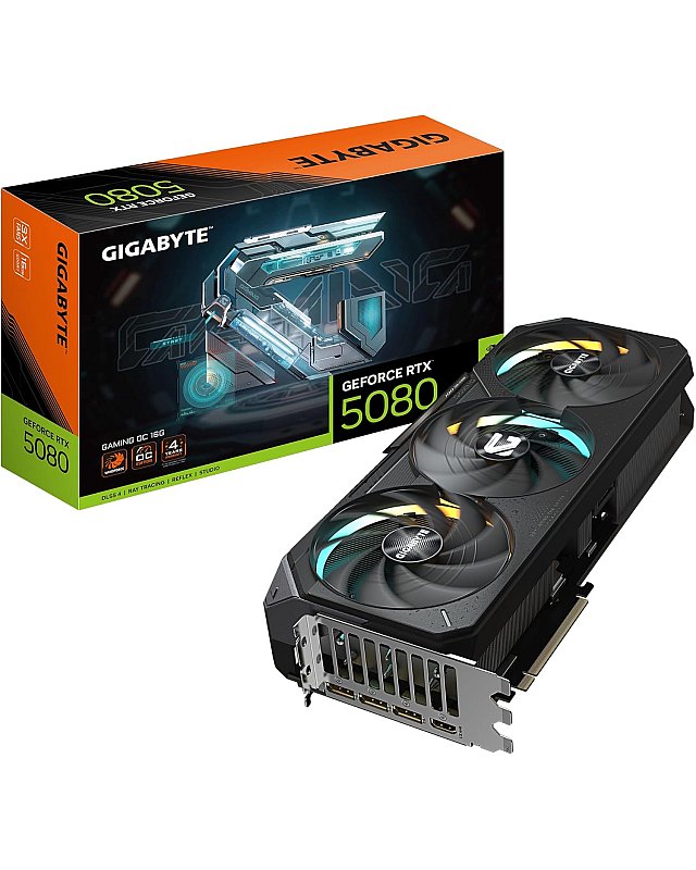 Gigabyte GeForce RTX 5080 Gaming OC 16G Grafikkarte - 16GB GDDR7, 256 Bit, PCI-E 5.0, 2730MHz Core Clock, 3 x DisplayPort, 1 x HDMI, GV-N5080GAMING OC-16GD