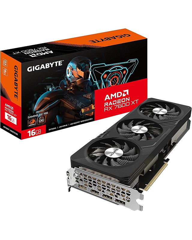 Gigabyte Radeon RX 7600XT Gaming OC Graphics Card - 16GB GDDR6, 2X HDMI, 2X DP - GV-R76XTGAMING OC-16GD