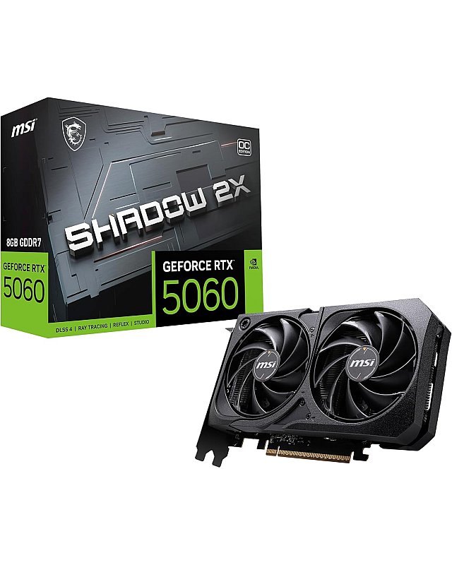 MSI GeForce RTX 5060 8G Shadow 2X OC - 8GB GDDR7 (28Gbps/128-bit), PCIe 5, Boost: 2535 Hz, HDMI 2.1b, DisplayPort 2.1b