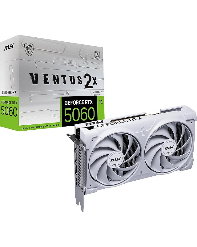 MSI GeForce RTX 5060 8G Ventus 2X OC White - 8GB GDDR7 (28Gbps/128-bit), PCIe 5, Boost: 2527 Hz, HDMI 2.1b, DisplayPort 2.1b