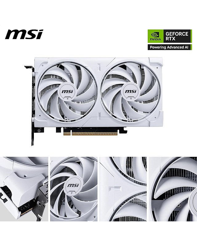 MSI GeForce RTX 5060 8G Ventus 2X OC White - 8GB GDDR7 (28Gbps/128-bit), PCIe 5, Boost: 2527 Hz, HDMI 2.1b, DisplayPort 2.1b