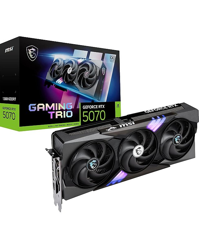 MSI GeForce RTX 5070 12G Gaming Trio OC - 12GB GDDR7 (28Gbps/192-bit), PCIe 5, Boost: 2610 MHz, HDMI 2.1b, DisplayPort 2.1b