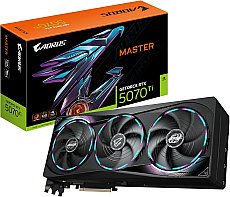 Gigabyte AORUS GeForce RTX 5070 Ti Master 16G Grafikkarte - 16GB GDDR7, 256 Bit, PCI-E 5.0, 2670 MHz Core Clock, 3 x DP 2.1a, 1 x HDMI 2.1b, NVIDIA DLSS 4, GV-N507TAORUS M-16GD