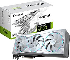 Gigabyte AORUS GeForce RTX 5080 Master Ice 16G Grafikkarte - 16GB GDDR7, 256 Bit, PCI-E 5.0, 2805MHz Core Clock, 3 x DP 2.1a, 1 x HDMI 2.1b, NVIDIA DLSS 4, GV-N5080AORUSM ICE-16GD