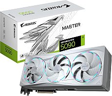 Gigabyte AORUS GeForce RTX 5090 Master Ice 32G Grafikkarte - 32 GB GDDR7, 512 Bit, PCI-E 5.0, 2655MHz Kernfrequenz, 3 x DP 2.1a, 1 x HDMI 2.1b, NVIDIA DLSS 4, GV-N5090AORUSM ICE-32GD