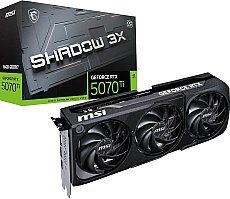 MSI GeForce RTX 5070 Ti 16G Shadow 3X OC — 16GB GDDR7 (28Gbps/256-bit), PCIe 5, Boost: 2482 MHz, HDMI 2.1b, DisplayPort 2.1b